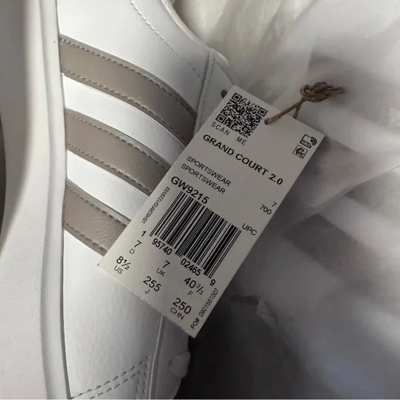Adidas NWT Grand Court 2.0 Platinum Metallic shoes women’s 8.5 - Picture 8 of 8